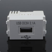 2.1A USB Wall Outlet Module Compact USB-A Charging Port Module White Electrical Accessory