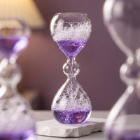 Bubble-Textured Hourglass Clear Liquid-Filled Hourglass Compact Desk Sculpture for Shelf, Bedside Table