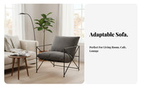 Nordic design seat paded Metal Frame Armchair Minimalist Design Accent Chair Removable and cleanable Cover Indoor Furniture Sturdy Construction for Cafe Owners, Interior Designers, Living Room, Small Apartment, Bedroom, perusing reading corner