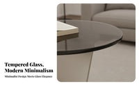 Minimalist Design C-Shaped Glass Surface Stand Slides Under Sofa C-Shaped Glass Table Space-Saving Living Room Furniture Easy to Clean for Interior Designers, Apartment Dwellers, Small Areas, Bedroom, Entryway, Reading Nook