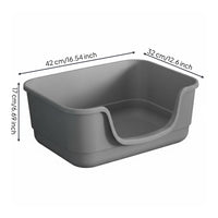 Semi-Enclosed Cat Litter Pan PP Material Semi-Enclosed Cat Toilet -Piece Design High-Sided Litter Pan