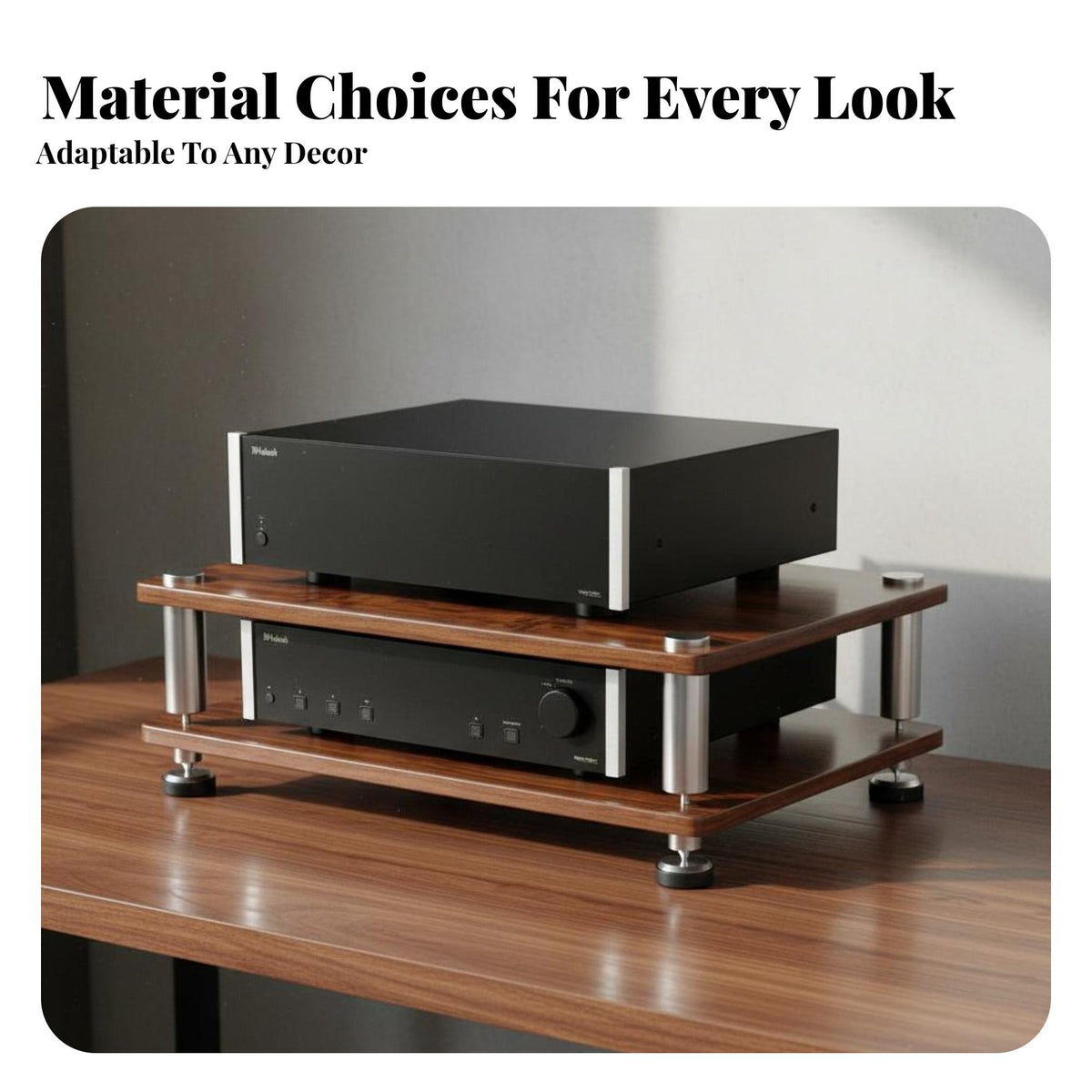 Shock Absorbing Audio Equipment Cabinet Accessible Storage Design Audio Equipment Shelf Sturdy Structure Desktop High-Fidelity Rack Heavy Duty for Audiophiles, Home Theater Enthusiasts, Living Room, Studio