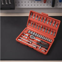 Socket Wrench Set 46-Piece Ratchet and Socket Set 72-Tooth Mechanics Tools Kit for Amateur Mechanics, Vehicle Owners, Motorcycle Maintenance, Garage