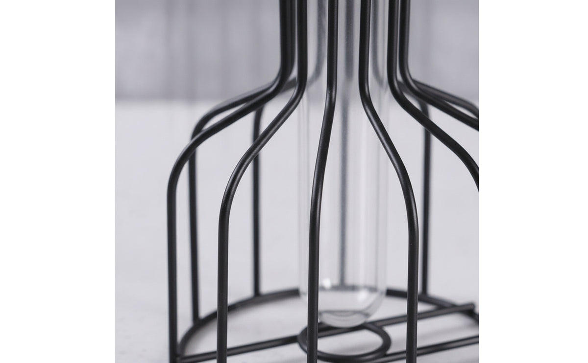 Glass Vase with Metal Frame Transparent Wire Frame Vase Clear for Dining Table