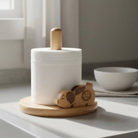 Creative and Simple Wooden Creature Paper Towel Stand Stylish Design Wooden Paper Towel Holder Long-Lasting Vertical Kitchen Roll Holder Anti-Slip Base for Dining Table