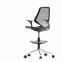 Lumbar Support Rolling Drafting Chair Adjustable Height Ergonomic High-Back Mesh Chair With Foot Ring Office Furniture 360° Swivel for Students, Architects, Artists, Study Room, Studio, Reception Area