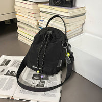 Adjustable Strap Woven Crossbody Bag Grid Pattern Drawstring Shoulder Bag Lightweight Personal Accessory Top Handle