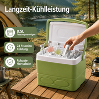 Cooler box 8.5L, passive insulated box for camping & picnics, keeps cool for 24 hours, robust cooler for car & day trips