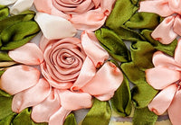 European Style Ribbon Embroidery Kit Rose Floral Printed Wall Art for Living Room Decor