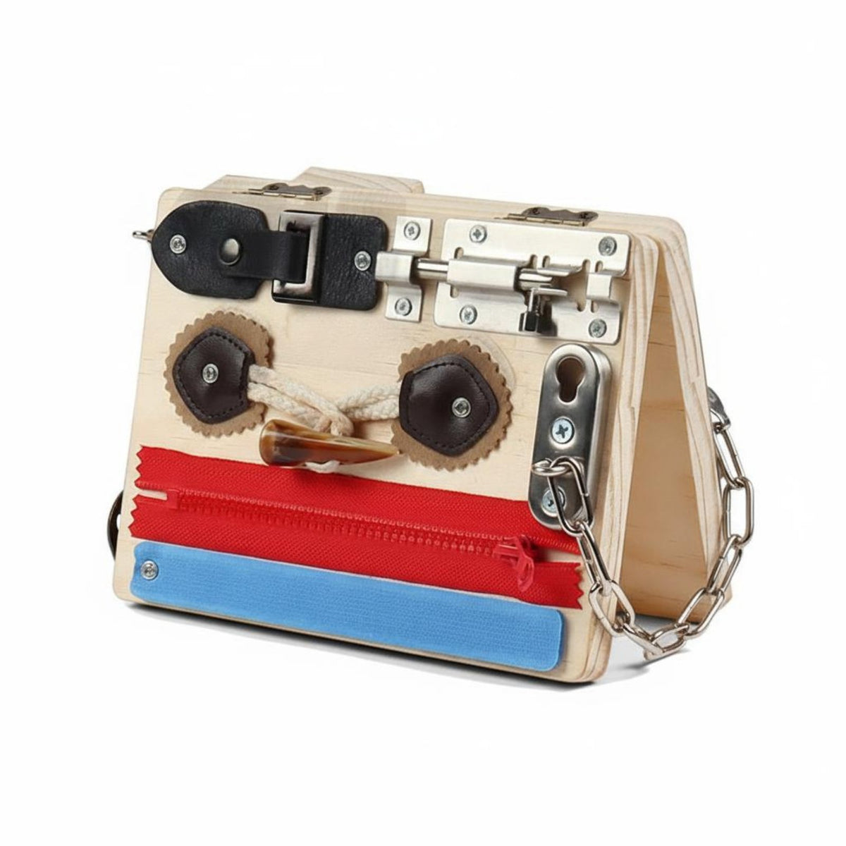 Wooden Busy Board Screen Play Educational Activity Board Travel Friendly Foldable Sensory Toy for Young Children, Preschoolers