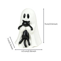 Spooky-Cute Ghost with Black Cat Gothic Ghost Figurine Espeluznante Estatua De Fantasma Con Gato Negro Festivo for Collectors