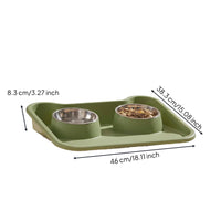 Stainless Steel Double Pet Bowl Spill Proof Cat Food and Water Bowl Set Anti-Slip Base for Cats, Kittens