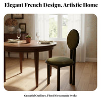 French Retro visual appeal Cow backrest curve supportrest Chair mid-centuryera Modern vintage aesthetic accent Seat Creative Design Indoor Seating cushioned Cushioning for Interior Designers, Restaurant Owners, Homeowners, Dining Room, Kitchen, Bedroom