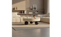 2 Pieces Minimalist Design Modern Coffee Table Set with Storage Designer Aesthetic Accent Furniture Creative Shape for Living Room