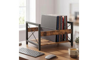 Vinyl Records Holder with Divider Open-Frame Vinyl Records Storage with Divider Vintage-Style Desktop Organizer for Music Lovers, Home Office, Study