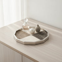 Octagonal Tray Geometric Tray with Patchwork Surface Decorative for Living Room