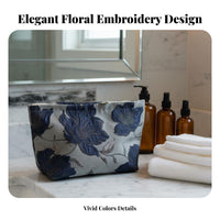 Floral Makeup Bag Large Capacity Embroidered Floral Makeup Bag Portable