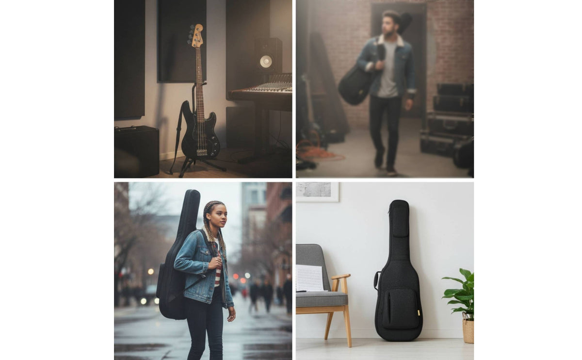 Padded Electric Bass Guitar Gig Bag Thickened Electric Bass Gig Bag Shielding Sturdy for Bassists, Travel, Rehearsals, Lessons