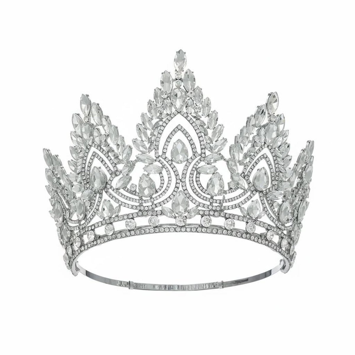 Baroque Crystal Crown Luxury Design Full Circle Pageant Crown Bridal Crystal Tiara Sparkling Wedding Tiara for Weddings, Prom