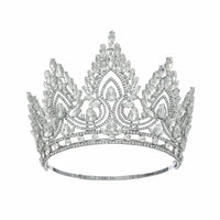 Baroque Crystal Crown Luxury Design Full Circle Pageant Crown Bridal Crystal Tiara Sparkling Wedding Tiara for Weddings, Prom
