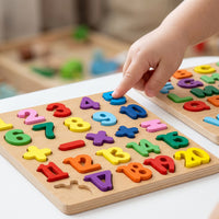 Kids Wooden Number & Letter Puzzle Board Educational Toy