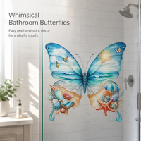 Waterproof Beach Butterfly Self-Adhesive Wall Decal for Windows, Glass, Bathroom, Toilet Decoration