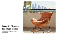 Comfortable Padding Upholstered Rocking Chair snug Upholstered Rocking Armchair Sturdy Frame Indoor Seating Ergonomic Design for Adults, Homeowners, Seniors, Balcony, Living Room, Bedroom, literary alcove