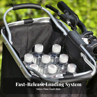 Aluminum Alloy Frame Folding Bike Basket Reinforced Front Bike Basket Textile Body Wide Top Opening
