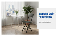 Portable Folding Chair, Leather Backrest, No Assembly, Home, Balcony, Training