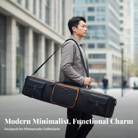 Easy to Carry Tripod Carrying Case Shoulder and Hand Straps Light Stand Bag Multiple Pockets for Content Creators, Outdoor Travel