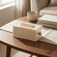 Rectangular Tissue Box Holder Stainless Steel Knob Acrylic Tissue Box Transparent Long-Lasting for Bathroom, Living Room