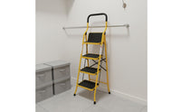 Foldable Design Household Ladder with Double Handrails Anti-Slip Feet Wide Step Folding Ladder Heavy Duty Folding Step Stool with Safety Rails Multi-Purpose for Elderly, Home, Kitchen, Indoor