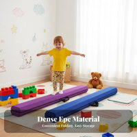 Lightweight Foldable Balance Beam Cushioned Padding Folding Balance Beam Non-Slip Base High Density Foam for Children, Toddlers, Beginners, Training, Playroom, Studio, Backyard