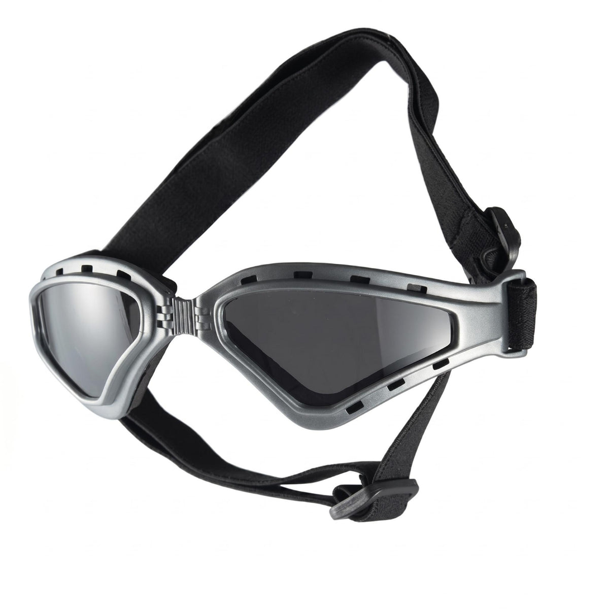 Tinted Lenses Triangular Dog Goggles Curved-Front Shape Dog Goggles Ventilated Frame Pet Gear Adjustable Strap for Outdoor
