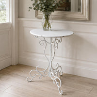 Round Metal Plant Stand Scrollwork Base Ornate Plant Table Secure 3-Legged Design Household Decor for Patio