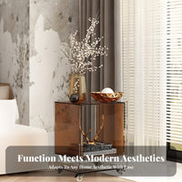 Modern Design Transparent C-Table Built-in Storage Nightstand Minimalist aesthetic Household Furniture Space-Saving for Apartment Dwellers, Interior Designers, Homeowners, Living Room, Bay opening Area, Small Spaces, Entryway