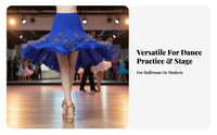 Flowing Design Big Swing Latin Skirt Soft Material Medium-Length Ballroom Skirt Lightweight Breathable for Women, Dancers, Performers, Themed Parties