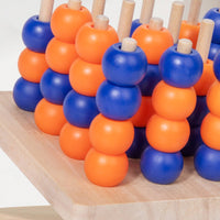 Row Four Game Strategy Wooden Board Game with Beads for Adults, Classroom