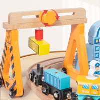 Wooden Scene Railway Set Toy Colorful City Transport Play Set Smooth Surface Railway Layout for Children