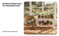 Multi-Level Planter Trolley Floor-Standing Rolling Plant Caddie with casters weightyDuty for Gardeners, Seniors