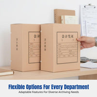 Kraft Paper Accounting Box, Archival Storage Organizer, Double-Sided Opening, Large Capacity, Office Document Holder