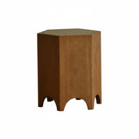 Rustic Simplicity Design Hexagonal Wood piece Geometric Shape side Table Multi-Functional Low Stool artisanal Look for Interior Designers, Homeowners, Apartment Dwellers, Living Room, Bedroom, Entryway, Reception Area