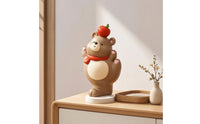 Bear Ornament with Apple Tabletop Bear Figurine Whimsical for Desk, Teens