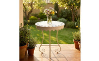 Round Side Table Decorative Table with Cutout Pattern Plant Stand Boho Lightweight for Patio, Balcony