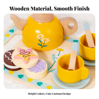 Role-Playing Fun Afternoon Tea Playset Educational Afternoon Tea Toy Set Learn Through Play Pretend Dessert Service Polished Edges for Children, Preschoolers, Toddlers, Kindergarten, Playroom