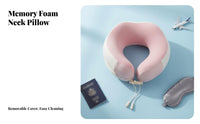 Breathable U-Shaped Travel Pillow Washable Cover Memory Foam Neck Pillow Adjustable Fit for Travelers, Airplane, Car, Office