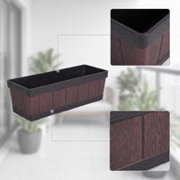 Plastic Planter with Faux Wood Grain Low-Height Rectangular Planter Rustic Flower Box Farmhouse for Gardeners