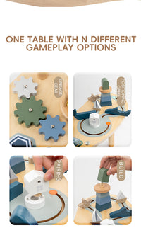 Montessori Wooden Busy Table with Beads and Blocks