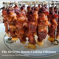 Grooved Design 24-Skewer Hanging Rack Detachable Air Fryer Skewer Rack High-Heat Resistant for Families, Oven, Barbecue, Party