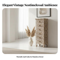 USA-inspired design Tall Multi-Drawer chest Vintage Look highboy chest Distressed Finish Chest of Drawers Sturdy Construction for Home Decorators, Apartment Dwellers, Homeowners, Bedroom, Living Room, Hallway, Closet